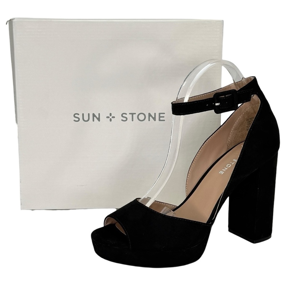 Sun + Stone Reemaa Black Microsuede Womens Pumps Size 10M - Picture 14 of 14